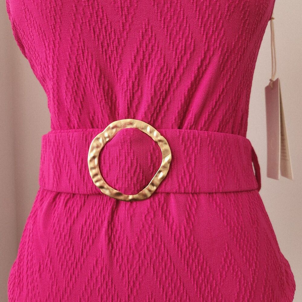 NWT Cosita Linda One Shoulder One Piece Swimsuit Belted Magenta Handmade XL - Picture 8 of 10